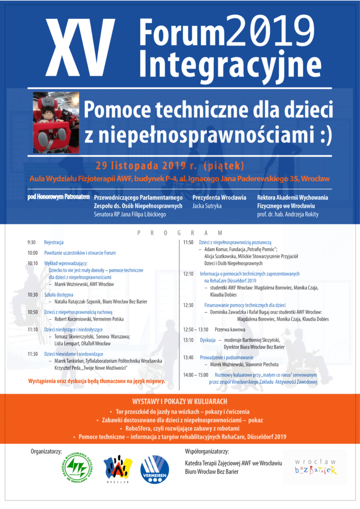 Pomoce techniczne dla dzieci z niepełnosprawnościami 29/11/2019 Wrocław